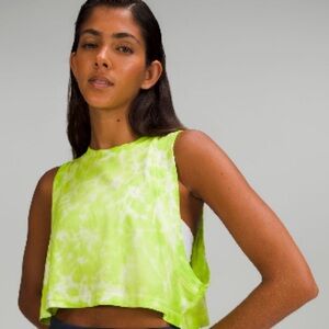 Lululemon All Yours Cropped Cotton Tank Top Tie Dye Green Size 6
